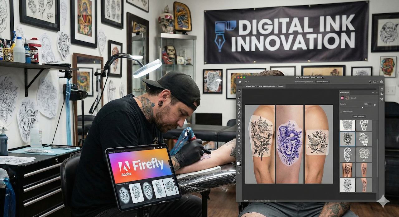 Interface d'Avis sur la Génération de Tatouage par IA Adobe Firefly