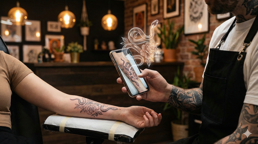 Tatoueur utilisant l'animation IA pour Instagram
