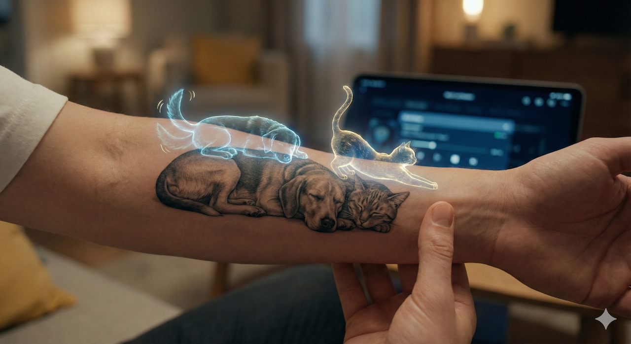 Tatouage commémoratif de chien animé par intelligence artificielle