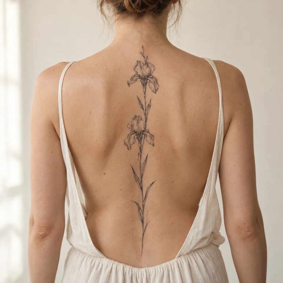 Irises along the spine