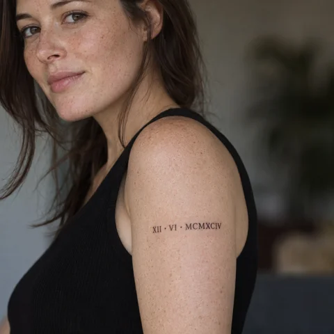 Example of lettering and rhythm on skin, AI simulation