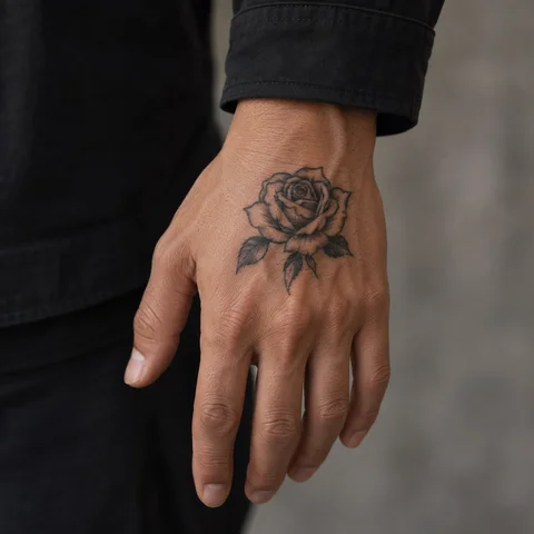 Exemple de rose graphique sur peau, simulation IA