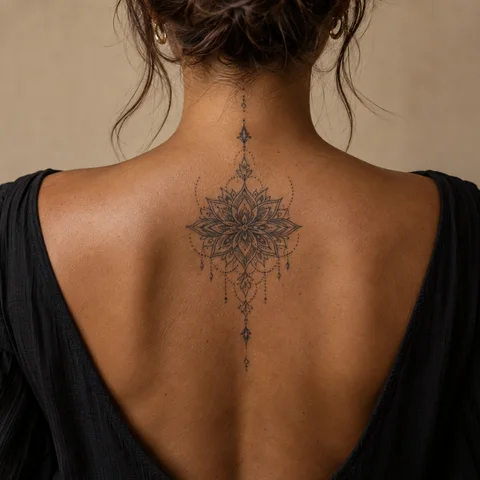 AI tattoo simulation: lace-like ornament on skin