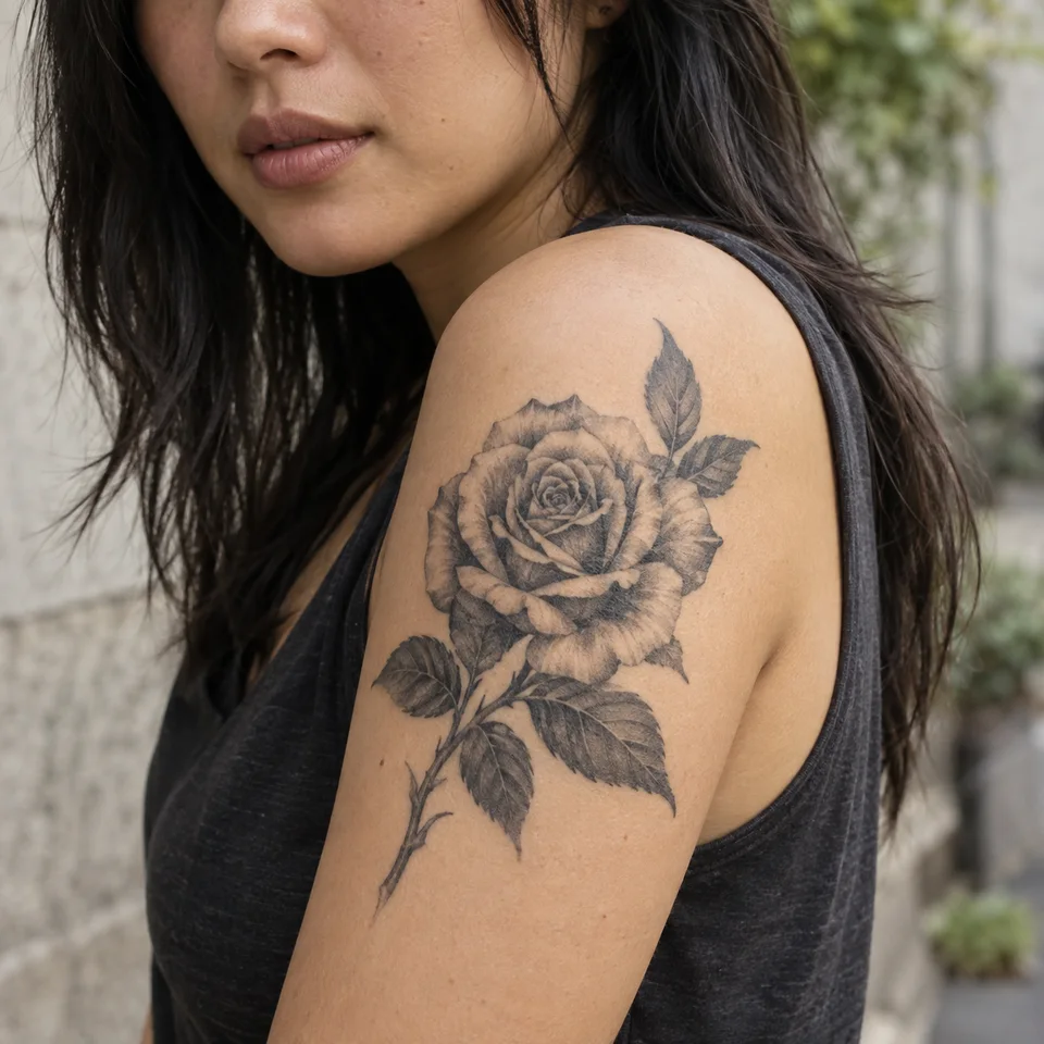 Rose en noir et gris