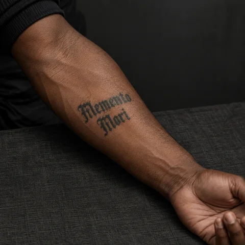 AI tattoo simulation: memento mori on skin