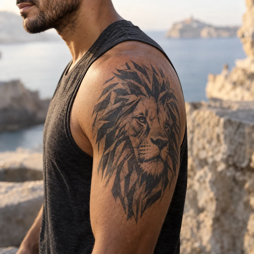Inspiration tatouage blackwork, illustration générée par IA