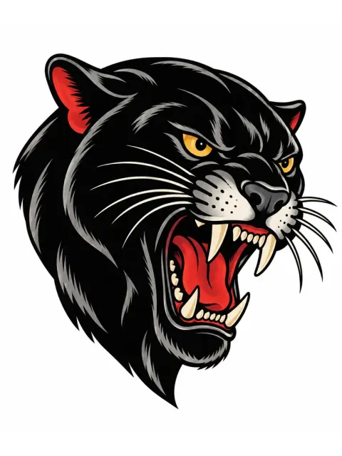 A roaring black panther head, for the shoulder