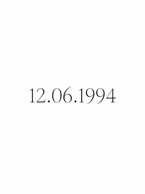 Exact text 12.06.1994 in thin clear black numerals, one horizontal line, no other elements.