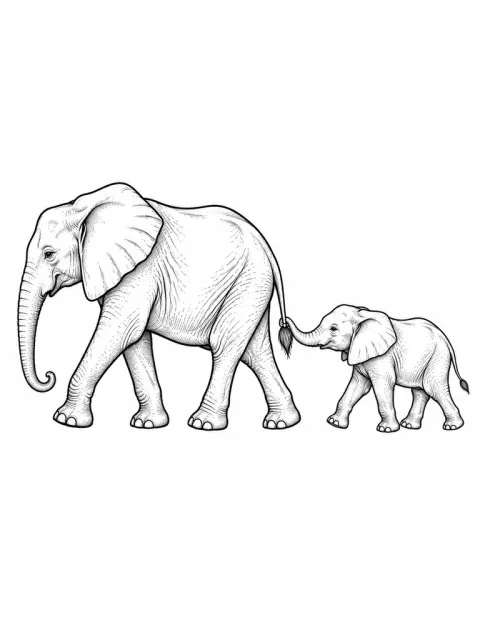Une éléphante et son petit, silhouettes liées pour un hommage mère-fils