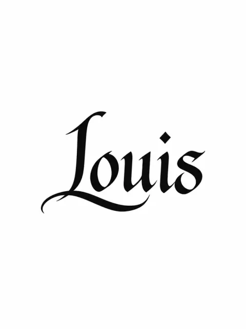 Exact text Louis, masculine restrained black calligraphy, minimal flourishes, readable, no other elements.