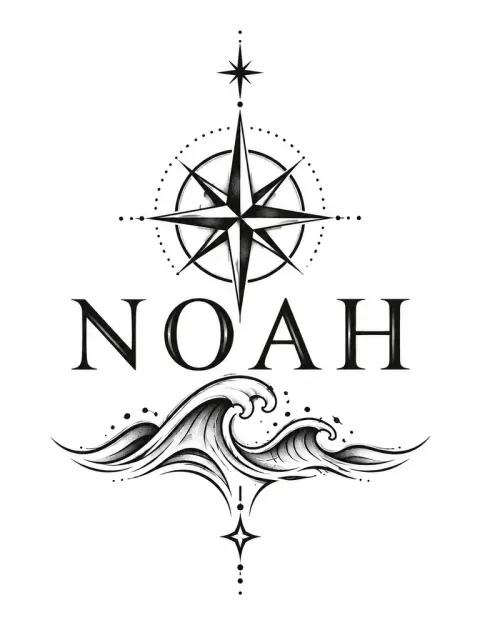 Exact text NOAH in finely spaced clean uppercase Roman lettering, black ink, only four letters.