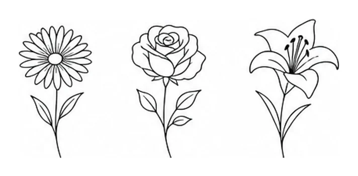 Three tiny birth flowers (daisy, rose, lily) in minute lines, aligned for the wrist