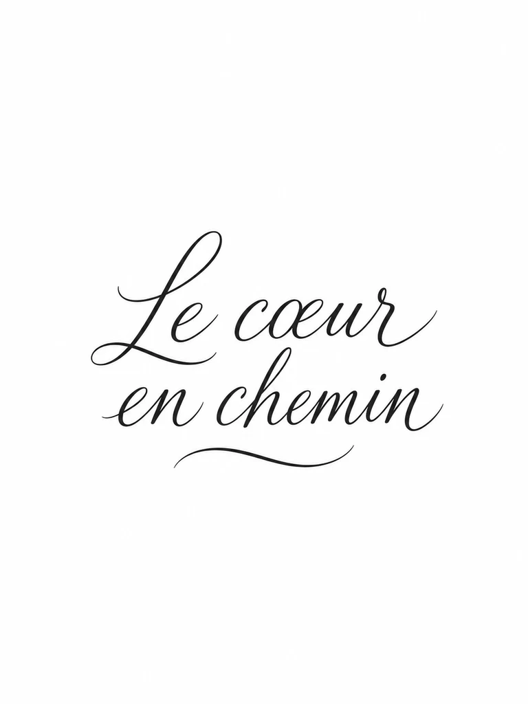 « Le cœur en chemin » en écriture manuscrite, avec une petite courbe en dessous