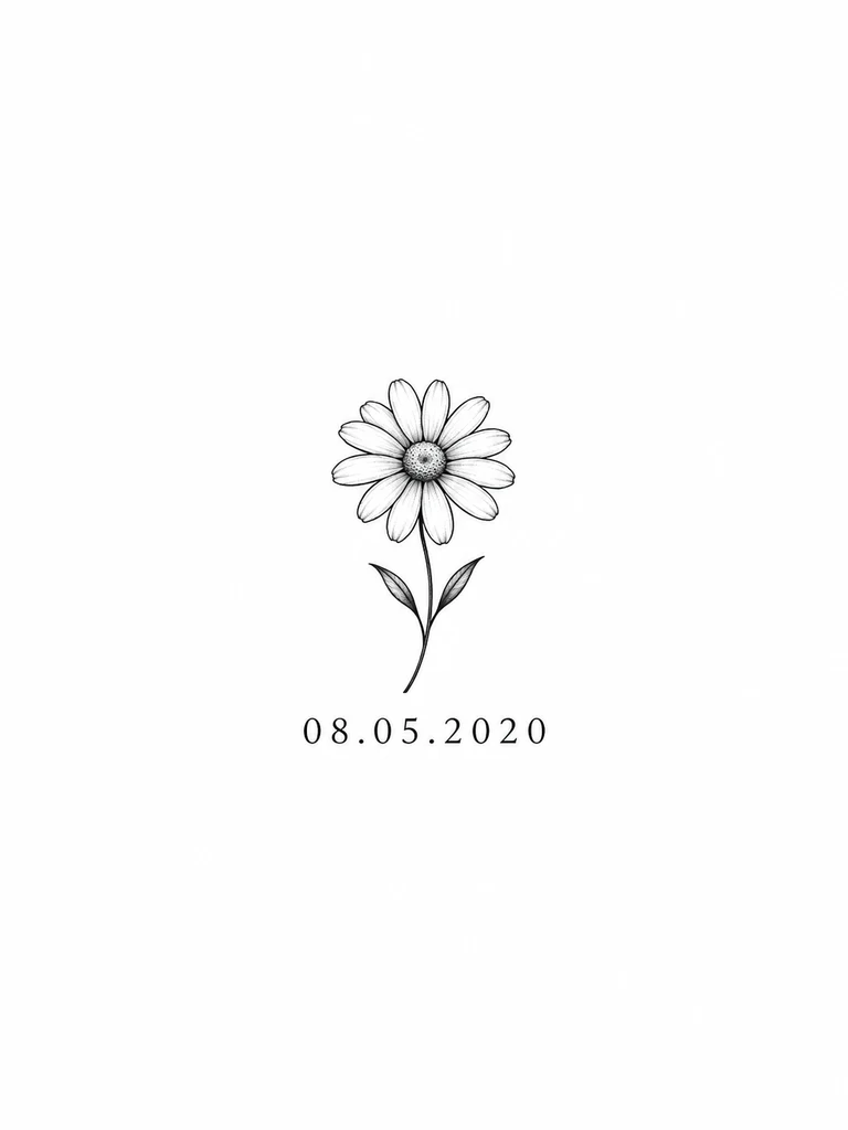 La date 08.05.2020 sous une petite marguerite